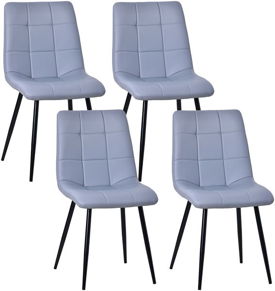 HOMAVO Esszimmerstuhl YZ6 Set 4 Stück Gepolstert Modern, Grau Kunstleder, 48x61x89cm