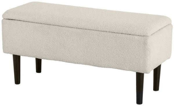 HOMCOM Sitzbank Polsterbank mit Stauraum für Wohnzimmer (Bettbank, 1-St, Aufbewahrungsbank), Cremeweiß, 95 x 38 x 45 cm