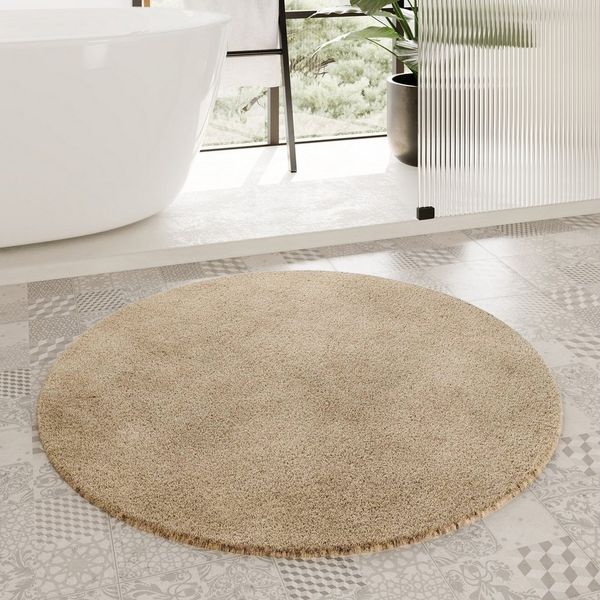Homie Living Badematte Porto Azzurro, Höhe 30 mm, rutschhemmend beschichtet, fußbodenheizungsgeeignet, schnell trocknend, Polyester, rund, Badteppich, uni, rechteckig & rund, waschbar, Badezimmerteppich