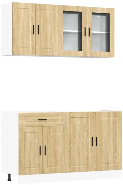 4-tlg. Küchenschrank-Set, Küchenmöbel Sonoma-Eiche Holzwerkstoff