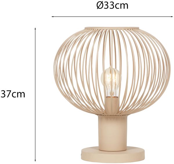 Tischleuchte GILA mit Gitter Lampenschirm Beige, Höhe 37cm Bild 3