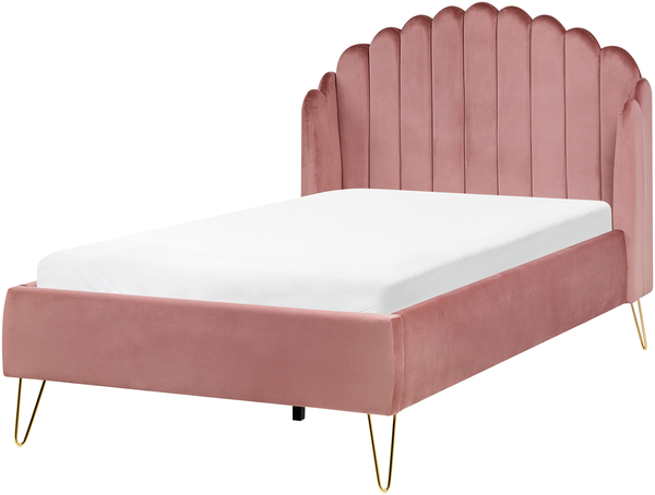Bett mit Lattenrost Samtstoff AMBILLOU 120 x 200 cm Rosa