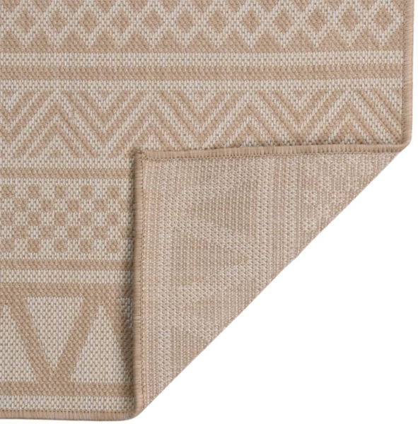 vidaXL Outdoor-Teppich Flachgewebe 100x200 cm Braun Gestreift 340864