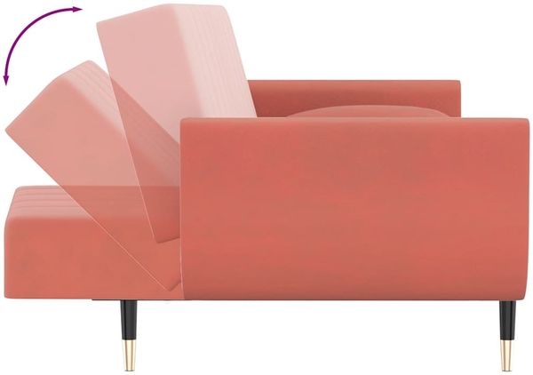 Schlafsofa 2-Sitzer mit 2 Kissen Rosa Samt [337586] Bild 9