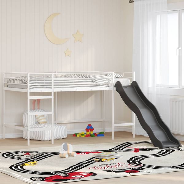 vidaXL Kinder-Loftbett mit Rutsche Weiß und Anthrazit 100 x 200 cm 42020785