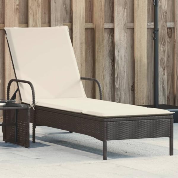 vidaXL Sonnenliege mit Rollen und Auflage Schwarz Poly Rattan 368308