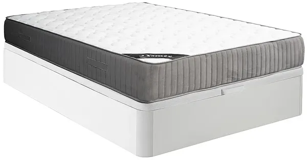 Vente-unique - MALINO Mattress and bed base set StoffHolz, Platte Weiß - B 160 cm x H 30 cm x L 200 cm