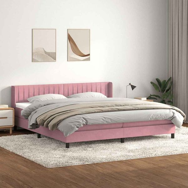 vidaXL Boxspringbett mit Matratze Rosa 180x210 cm Samt 3318296