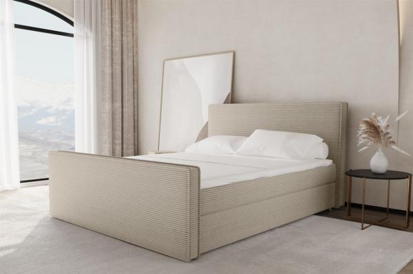 Boxspringbett Schlafzimmerbett CELES 140x200cm Stoff Poso Beige