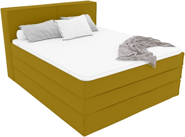 99rooms Santiago Boxspringbett Gelb Velours KRONOS 120x200 cm Taschen-Federung Bild 7