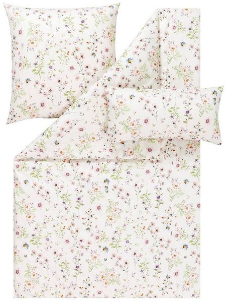 Estella Mako-Satin Bettwäsche 135x200 Petra elfenbein Blumenwiese 7962-110