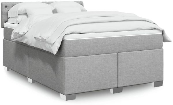 vidaXL Boxspringbett mit Matratze Hellgrau 160x200 cm Stoff 3285946