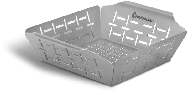 BURNHARD® Edelstahl-Grillkorb 19 x 19 x 5,5 cm – Gemüsekorb für Fisch, Fleisch & Gemüse – für Gas-, Elektro- & Holzkohlegrill – rostfrei & spülmaschinenfest - silver - #943625_1