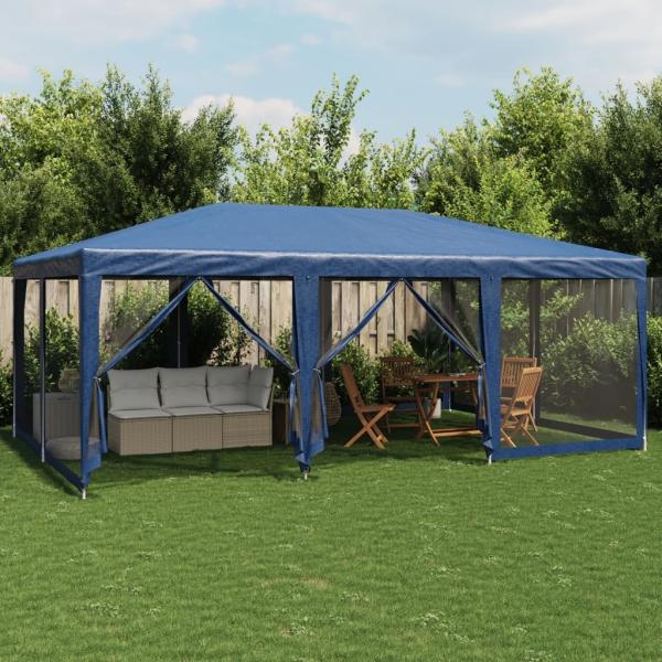 vidaXL Partyzelt mit 10 Mesh-Seitenteilen Blau 6x4 m HDPE 4010067