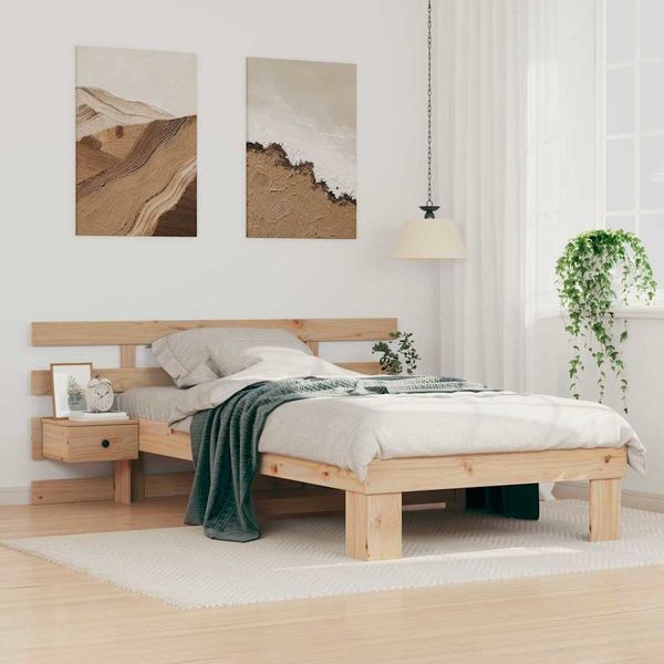 vidaXL Bettrahmen mit Kopfteil Braun 80 x 200 cm Massives Kiefernholz 872713