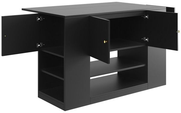 KLAM HOME Kücheninsel Moderne Kücheninsel mit Schubladen und klappbare Tischplatte, (Küchenschrank, Sideboard mit Regalen), Geeignet für Küche, Wohnzimmer, Esszimmer