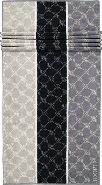 JOOP! Saunatuch Cornflower Stripes Frottierkollektion - Walkfrottier Schwarz/Grau 80x200cm