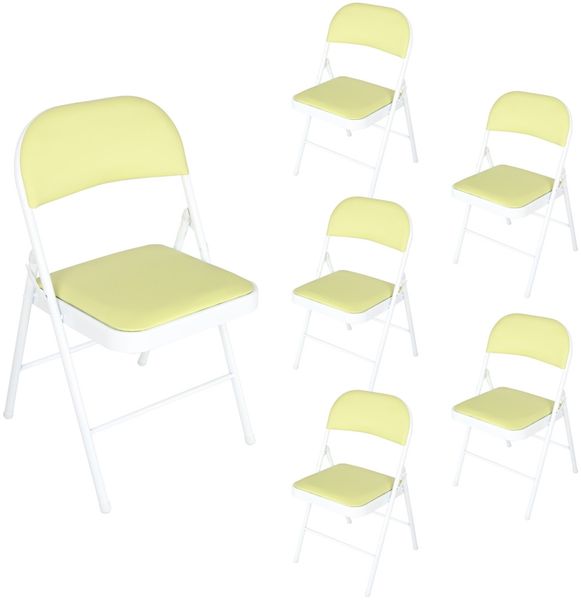 HTI-Living Gestell Weiß 6er-Set Klappstuhl Kunstleder
