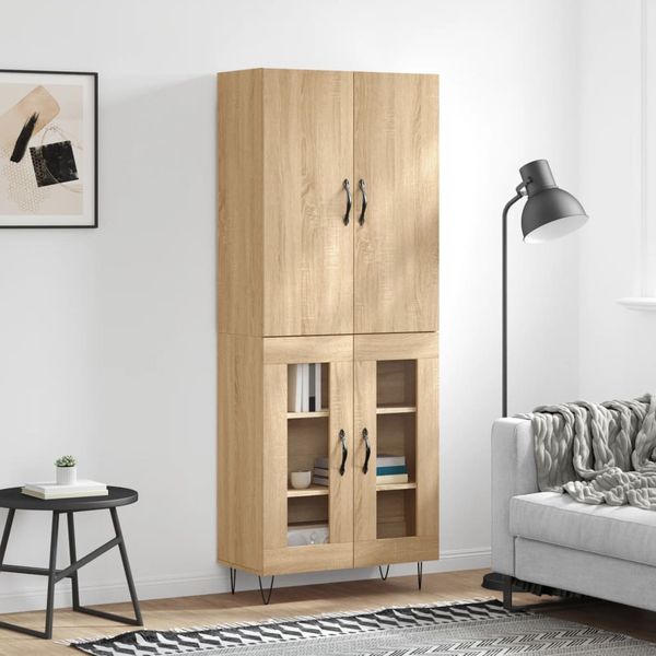 vidaXL Highboard Sonoma-Eiche 69,5x34x180 cm Holzwerkstoff 3198068