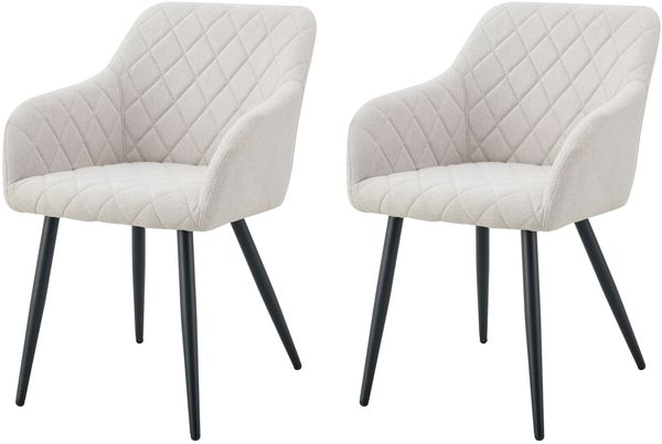 Stuhl 2er Set Oslo Stühle in Creme - gemütliches Design - Top Qualität B/H/T: 56x83x60 cm