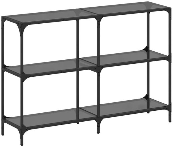 Konsolentisch, Beistelltisch, Konsole mit Glasplatte Schwarz 118,5x30x81 cm Stahl
