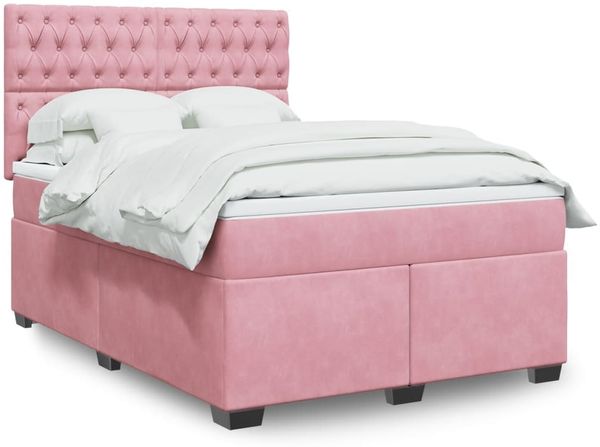 vidaXL Boxspringbett mit Matratze Rosa 160x200 cm Samt 3293265