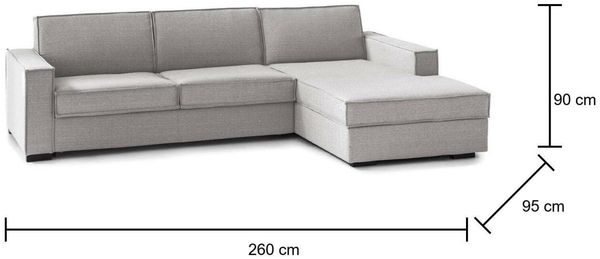 Dmora Sofa mit Halbinsel Assobasso, Ecksofa, Sofa mit Stauraum-Halbinsel rechts, schmale Armlehnen, 100 % Made in Italy, 260 x 95 x 90 cm, Grau Bild 3
