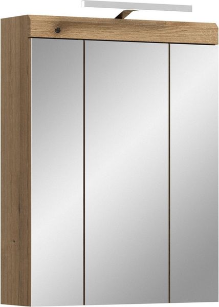 welltime Badezimmerspiegelschrank SIENA, Breite 60cm, inkl. Beleuchtung, 3 Spiegeltüren, 9 Fächer (Set, TOPSELLER) in verschiedenen Farben erhältlich, Badmöbel, Badschrank, Schrank, Bad