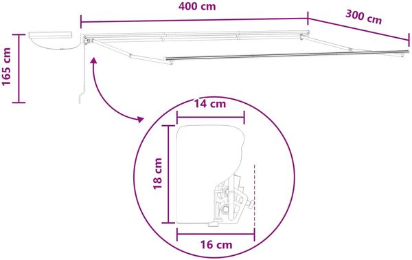 vidaXL Elektrische ausziehbare Markise Hellgrau und Weiß 4x3 m 3426111 Bild 8