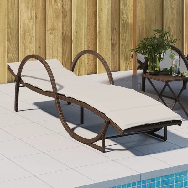 vidaXL Sonnenliege mit Auflage Braun 60x199x42 cm Poly Rattan 368258