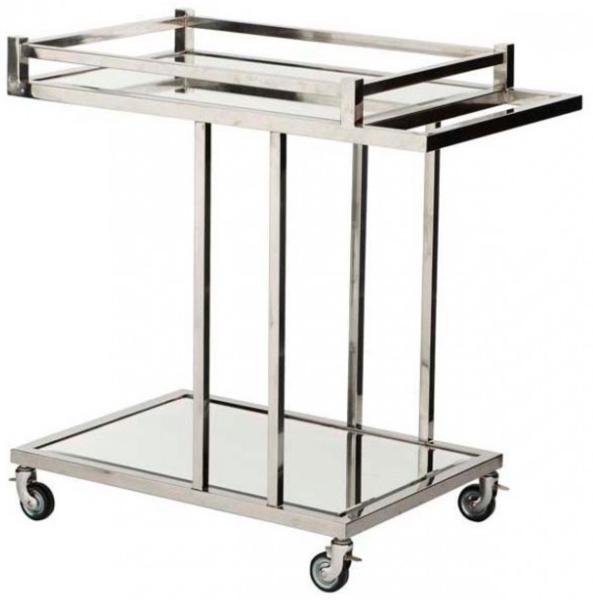 Casa Padrino Luxus Bar Trolley Servierwagen aus Edelstahl und Glas 78x46 x H. 79 cm - Luxus Hotel & Restaurant Einrichtung Möbel