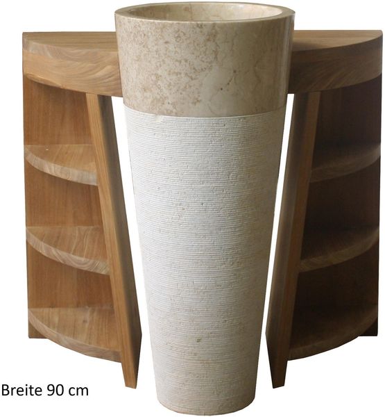 Badmöbel Set Laxa Teak Massivholz - Breite vom Unterschrank: 90 cm - Breite vom Spiegel: 90 cm - Standwaschbecken: ohne Standwaschbecken - Handtuchhalter: ohne Handtuchhalter Bild 8