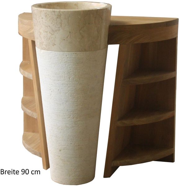 Badmöbel Set Laxa Teak Massivholz - Breite vom Unterschrank: 90 cm - Breite vom Spiegel: 90 cm - Standwaschbecken: ohne Standwaschbecken - Handtuchhalter: ohne Handtuchhalter Bild 7