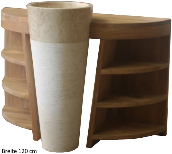 Badmöbel Set Laxa Teak Massivholz - Breite vom Unterschrank: 90 cm - Breite vom Spiegel: 90 cm - Standwaschbecken: ohne Standwaschbecken - Handtuchhalter: ohne Handtuchhalter Bild 10