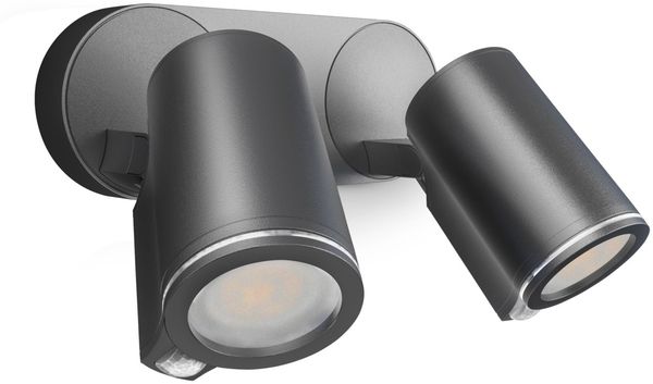 LED-Außenwandstrahler Spot DUO SC anthrazit, mit 90° Bewegungsmelder, 2-flammig, vernetzbar, per App bedienbar, inkl. GU10-Leuchtmittel, Aluminium, 14,6 W