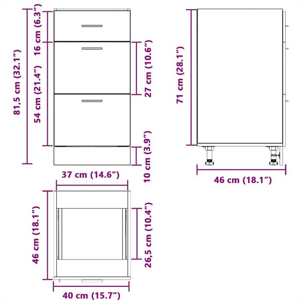 vidaXL Unterschrank Lyon Altholz-Optik 40x46x81,5 cm Holzwerkstoff 854218 Bild 11