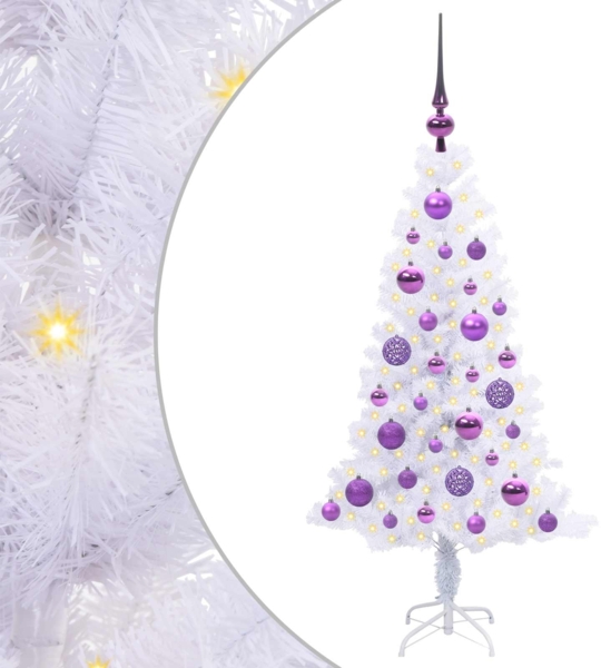 vidaXL Künstlicher Weihnachtsbaum Weiß 120 cm PVC und Stahl 3426645