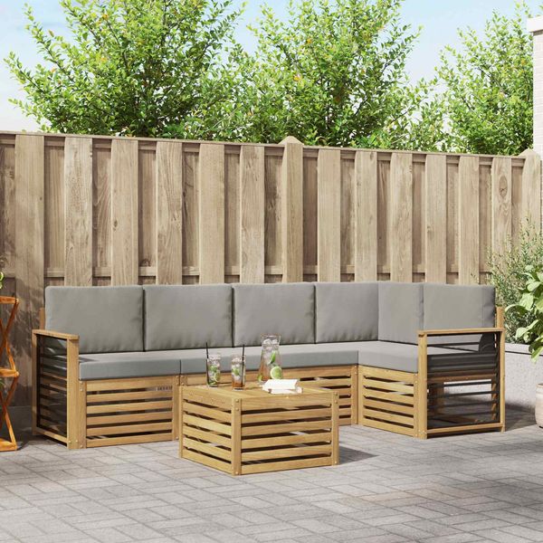 vidaXL Outdoor-Sofagarnitur 6 pcs Weiß und Hellgrau 59 x 59 x 37 cm 3391886