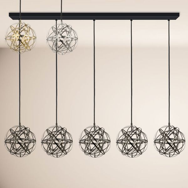 s.luce Atom LED Esstisch-Pendelleuchte 2 bis 5-flammig Balken 120cm Gold