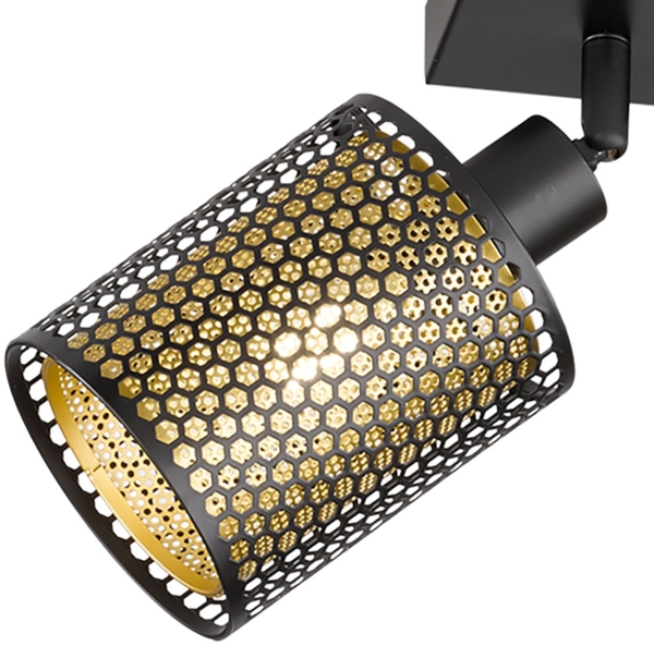 Deckenlampe, Gitter Design, 4-flammig, schwarz gold, L 64cm Bild 3