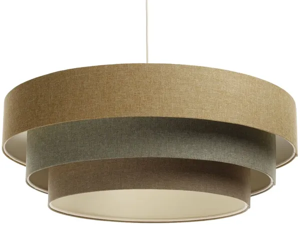 BPS Koncept 050-109-60 Hängeleuchte BOHO ELEGANT E27 1x40W Stoff strukturiert auf PVC-Kunststoff braun, grau H:90cm Ø60cm dimmbar