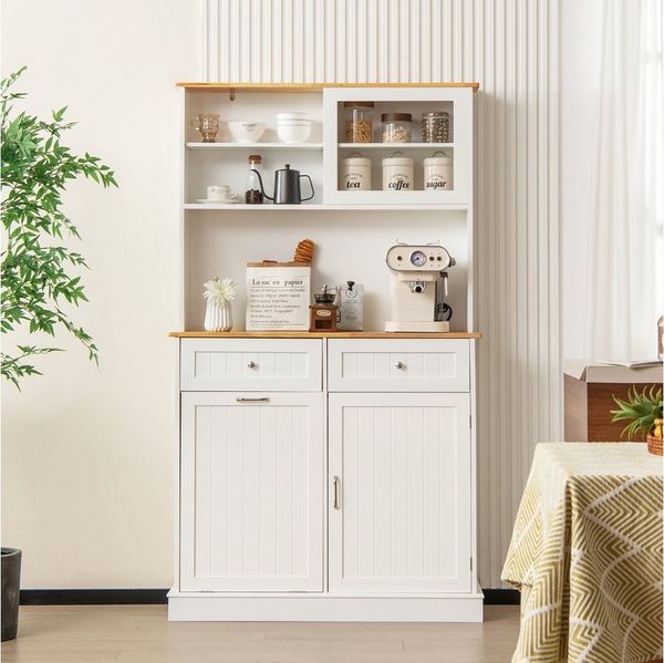 KOMFOTTEU Küchenbuffet Küchenschrank mit Mülleimerhalter, ohne Mülleimer