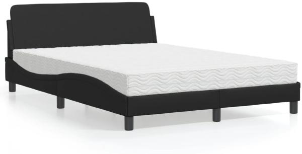 vidaXL Bett mit Matratze Schwarz 140x200 cm Kunstleder 3208417