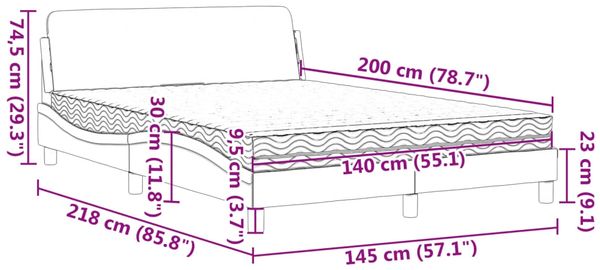vidaXL Bett mit Matratze "Dover" Schwarz 140x200 cm Kunstleder 3208417 Bild 9