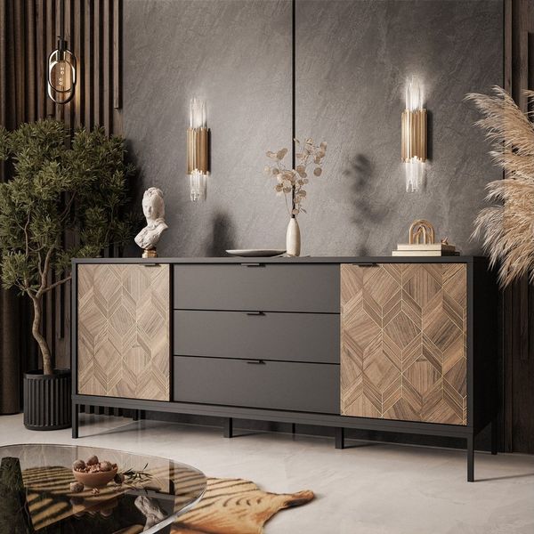 Lookway Kommode LIAM Sideboard mit Doppeltüren und Schubladen