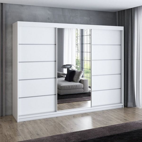 A&J MöbelLand GmbH Schiebetürenschrank VILUNO 4 mit 4 Schubladen und Spiegel (TOP ANGEBOT! Geräumiger Schrank mit einer Breite von 200 cm und Spiegel, ideal zur Aufbewahrung von Kleidung und Accessoires. 4 Schubladen und viel Stauraum. TOP PRODUKT! Wäh...