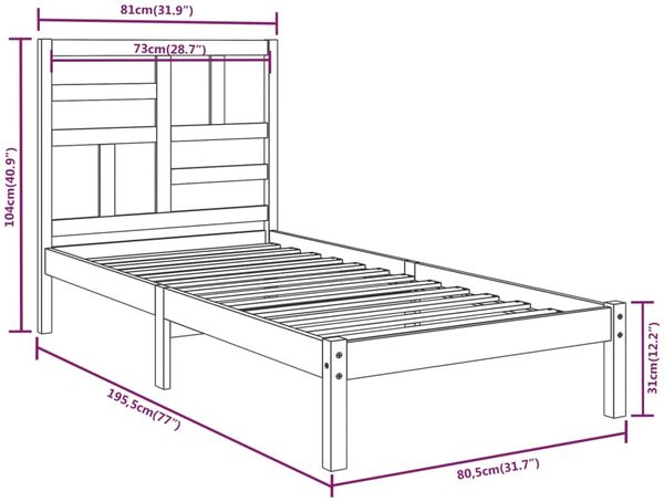 Massivholzbett 75x190 cm 2FT6 Small Single [3105910] Bild 6