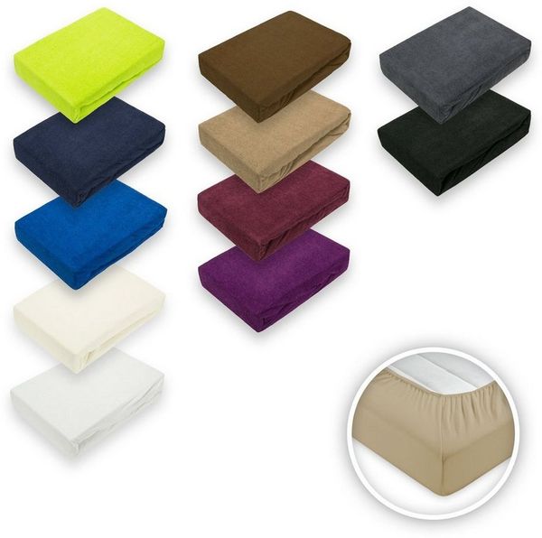 EXKLUSIV HEIMTEXTIL Frottee Spannbettlaken 120 x 200 cm Nougat 80% Baumwolle 20% Polyester Öko - Tex Zertifiziert Bed-Sheet Bettlaken Spannbetttuch Topper Leinentuch