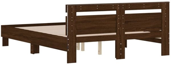 vidaXL Bettgestell mit Kopfteil LED-Beleuchtung Braun Eichen-Optik 3207552 Bild 9