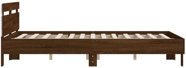 vidaXL Bettgestell mit Kopfteil LED-Beleuchtung Braun Eichen-Optik 3207552 Bild 8